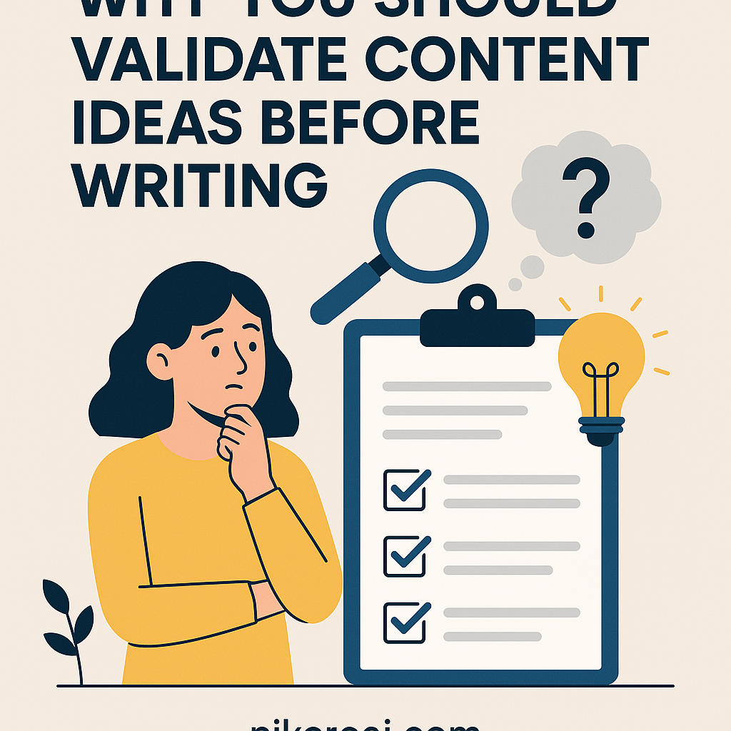 Content validation process showing keyword research and SEO analysis